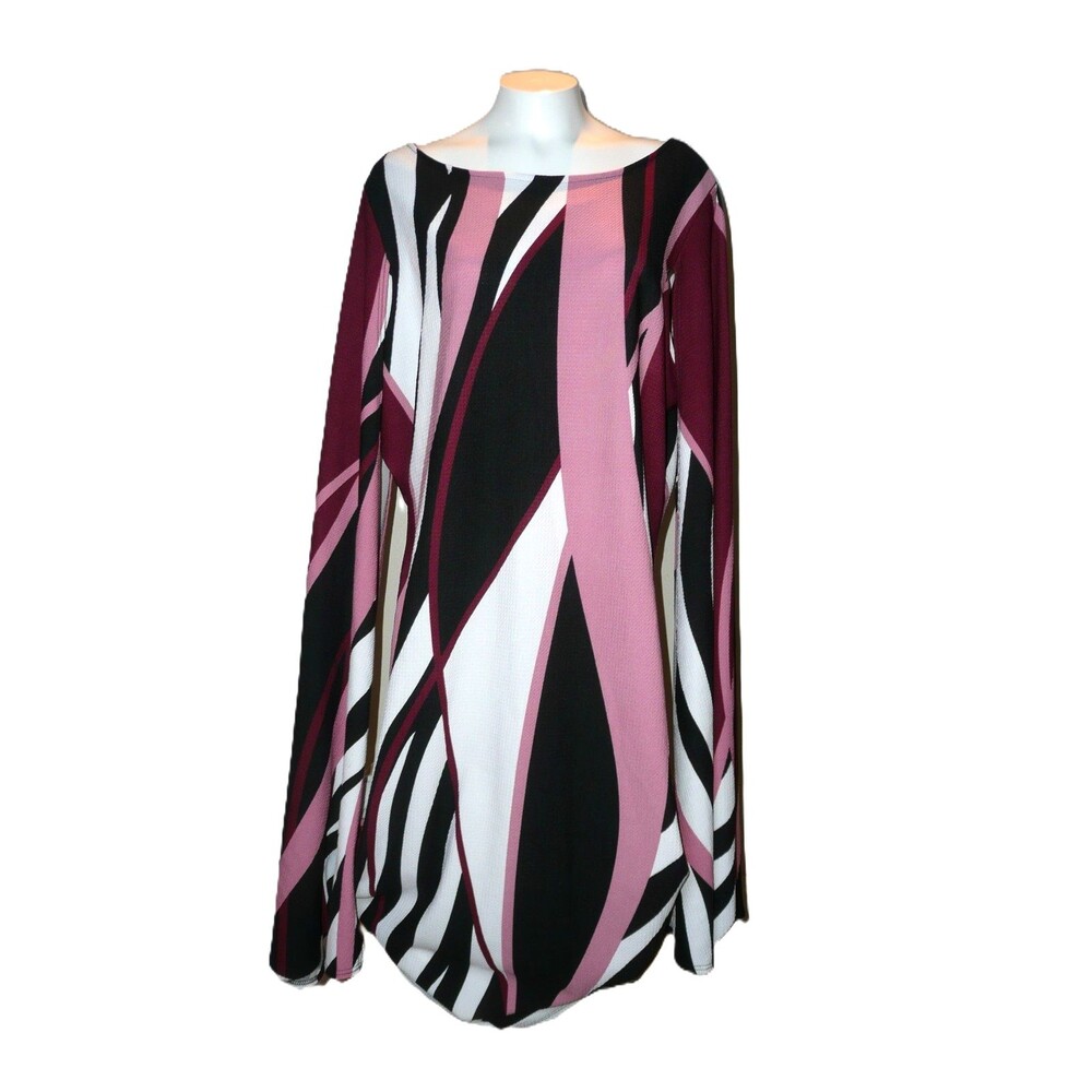 Ashley Stewart plus-size 18 tunic dress retro-inspired abstract geometric